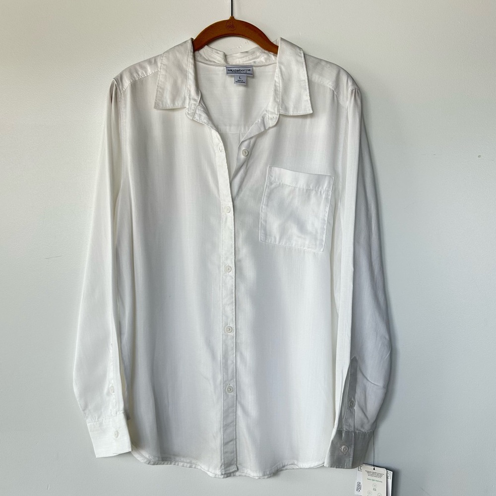 Liz Claiborne White Button Up Top